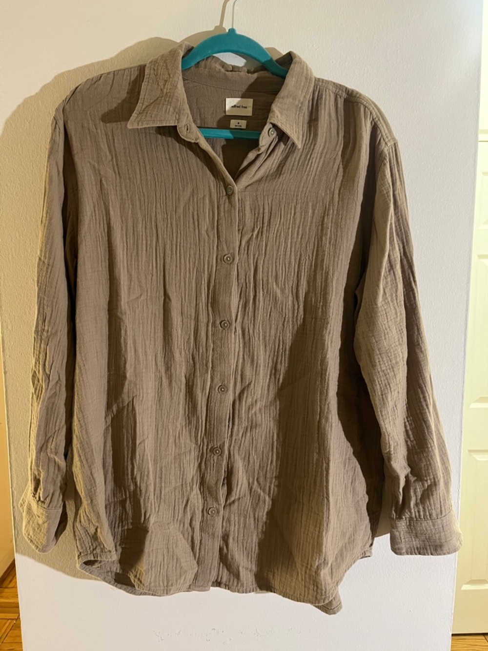 Taupe oversized button-down